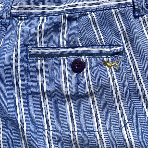 PINK Victorias Secret Sz-10 blue & white striped shorts with cuff - Picture 2 of 5